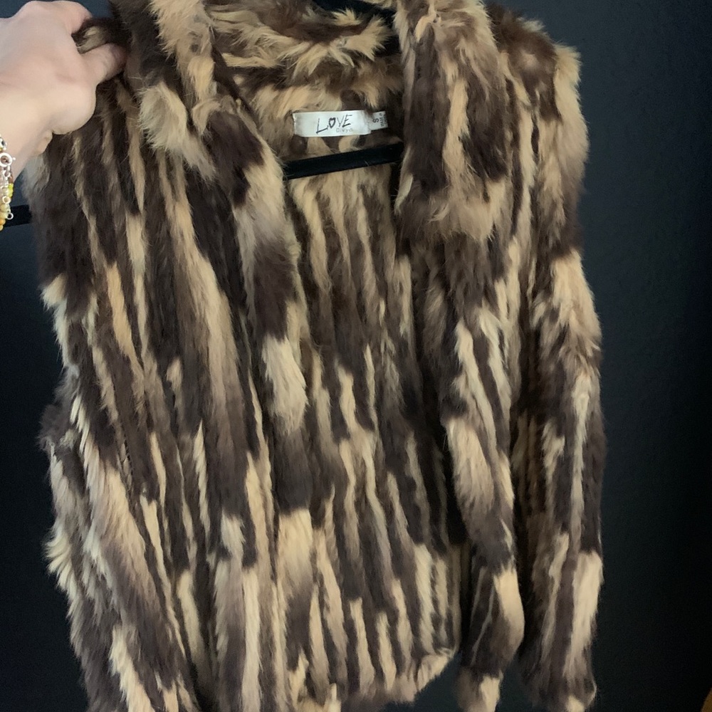 Brown fur vest
